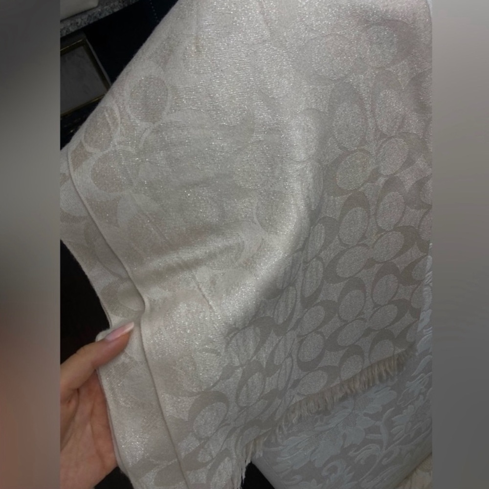 COACH Shimmer Cream Coloured Scarf.